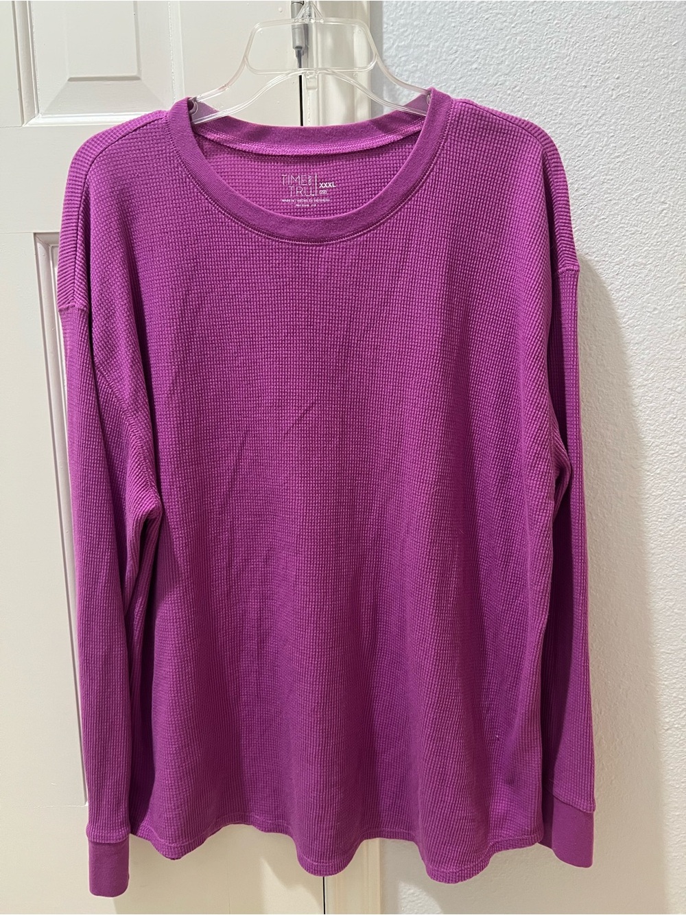 Time and Tru Magenta Waffle Knit Long Sleeve Top Size 3X